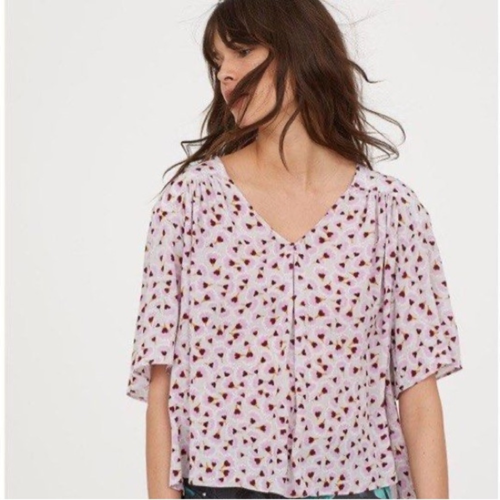 H&M x Anna Glover Floral Crepe Top - Size 8